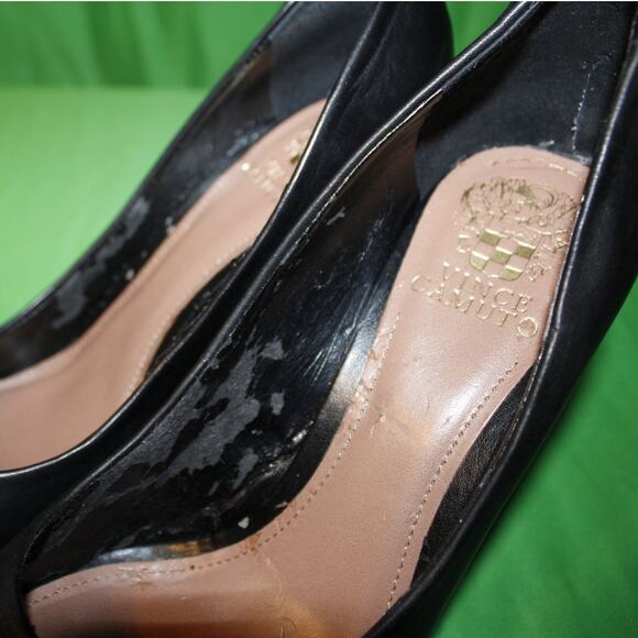 Vince Camuto Black Platform High Heel Gold Zip A2  Sz. 9 M - Picture 8 of 16